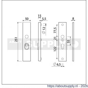 Ami VHB 251/15 KT veiligheidslangschild SKG*** kerntrekbeveiliging VHB 251/50/15 buiten kerntrek KT 55 en binnen profielcilinder PC 55 zwart deurdikte 38-42 mm - S10901517 - afbeelding 2