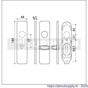 Ami 185/44 Klik kortschild aluminium toilet- en badkamersluiting WC 5/57 mm zwart RAL 9005 structuur finish toilet- en badkamersluiting WC knop Ami groot - S10900609 - afbeelding 2