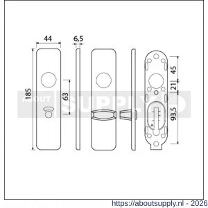 Ami 185/44 Klik kortschild aluminium toilet- en badkamersluiting WC 8/63 mm zwart RAL 9005 structuur finish toilet- en badkamersluiting WC knop Ami groot - S10900611 - afbeelding 2