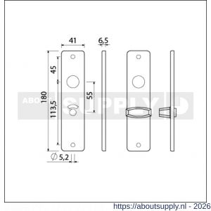 Ami 180/41 RH kortschild aluminium rondhoek toilet- en badkamersluiting WC 8/55 mm zwart RAL 9005 structuur finish - S10900587 - afbeelding 2