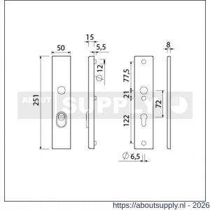 Ami VHB 251/15 KT veiligheidslangschild SKG*** kerntrekbeveiliging VHB 251/50/15 buiten kerntrek KT 72 en binnen profielcilinder PC 72 zwart deurdikte 38-42 mm - S10901518 - afbeelding 2