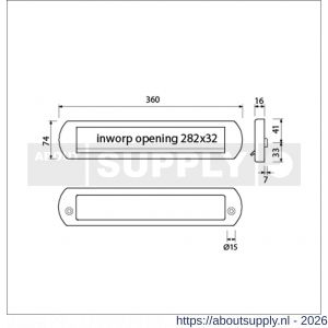Ami EP 970/1 briefplaat met veer Archi Design Irox deurdikte 38-42 mm Climate Comfort - S10900077 - afbeelding 2