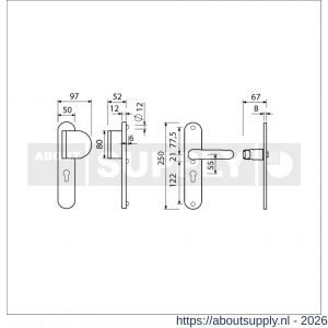 Ami VHB 250/50/1-90/83-378 veiligheids Rotaveer duwer-kruk langschildgarnituur SKG*** Archi Design ovaal VHB 250/50/1 profielcilinder PC 55 deurduwer 90/83 rechts en deurkruk 378 Rota Irox deurdikte 38-42 mm - S10900951 - afbeelding 2