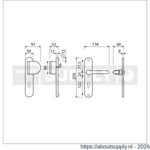 Ami VHB 250/50/1-90/83-386 veiligheids Rotaveer duwer-kruk langschildgarnituur SKG*** ovaal VHB 250/50/1 profielcilinder PC 72 deurduwer 90/83 rechts en deurkruk 386 Rota deurdikte 38-42 mm F1 - S10901129 - afbeelding 2