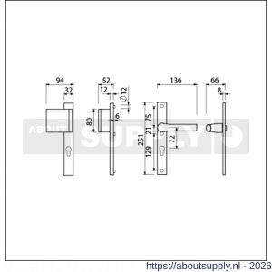 Ami VHB 251/32-90/80-379 veiligheids Rotaveer duwer-kruk smalschildgarnituur SKG** VHB 251/32 profielcilinder PC 72 deurduwer 90/80 links F1 en deurkruk 379 Rota 251/32 profielcilinder PC 72 deurdikte 53-57 mm - S10900820 - afbeelding 2