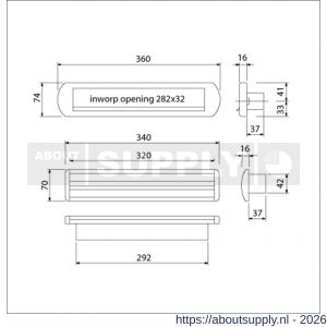 Ami EP 975 briefplaat-tochtklep met schacht aluminium wit RAL 9010 deurdikte 53-57 mm Climate Comfort - S10900032 - afbeelding 2