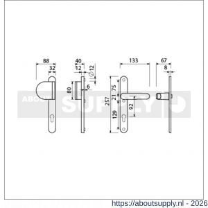 Ami VHB 257/32/2-90/83-378 veiligheids Rotaveer duwer-kruk smalschildgarnituur SKG** ovaal VHB 257/32/2 profielcilinder PC 92 deurduwer 90/83 links F1 en deurkruk 378 Rota 257/32/2 profielcilinder PC 92 deurdikte 53-57 mm - S10900855 - afbeelding 2