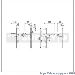 Ami VHB 251/32-166-379 veiligheids Rotaveer knop-kruk smalschildgarnituur SKG** VHB 251/32 profielcilinder PC 72 Kn 166 links F1 en deurkruk 379 Rota 251/32 profielcilinder PC 72 deurdikte 53-57 mm - S10900867 - afbeelding 2