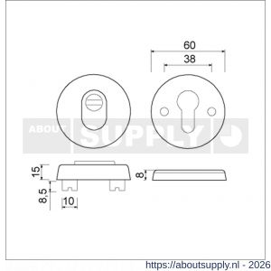 Ami VHB rond veiligheidsrozet SKG*** 15 mm kerntrek KT zwart RAL 9005 structuur finish deurdikte 38-42 mm - S10901545 - afbeelding 2