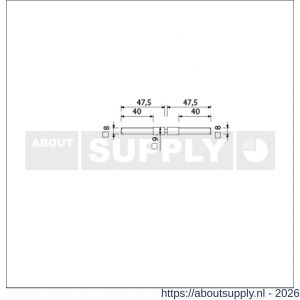 Ami deurbeslag verloopstift vierkant vol 8-9-8 gedeeld deurdikte 38-42 mm - S10900236 - afbeelding 2