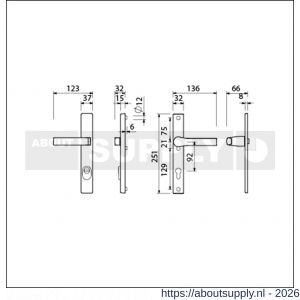 Ami VHB 251/37-353 KT veiligheids Rotaveer kruk-kruk smalschildgarnituur SKG*** kerntrekbeveiliging VHB 251/37 kerntrek KT 92 en deurkruk 353 vastdraaibaar F1 en deurkruk 379 Rota 251/32 profielcilinder PC 92 deurdikte 53-57 mm - S10901618 - afbeelding 2