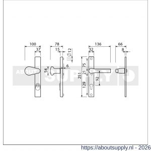 Ami VHB 251/37-173-379 KT veiligheids Rotaveer knop-kruk smalschildgarnituur SKG*** kerntrekbeveiliging VHB knop 173 Rota 251/37 kerntrek KT 92 F1 en deurkruk 379 Rota 251/32 profielcilinder PC 92 deurdikte 53-57 mm - S10901763 - afbeelding 2
