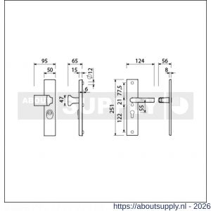 Ami VHB 251/15-144 KT veiligheidsvoordeur-knoplangschildgarnituur SKG*** kerntrekbeveiliging VHB 251/50/15 kerntrek KT 55 knop 144 en deurkruk 332 profielcilinder PC 55 F1 deurdikte 38-42 mm - S10901324 - afbeelding 2