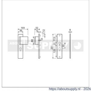 Ami VHB 251/50-90/80 veiligheidsvoordeur-duwerlangschildgarnituur SKG*** VHB 251/50 profielcilinder PC 55 deurduwer 90/80 rechts F1 profielcilinder PC 55 zonder deurkruk deurdikte 38-42 mm - S10900972 - afbeelding 2
