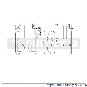 Ami VHB 250/50/1-90/83 senioren veiligheidsvoordeur-duwerlangschildgarnituur SKG** Archi Design ovaal omkeer VHB 250/50/1 profielcilinder PC 72 omkeer deurduwer 90/83 rechts en deurkruk 356 Irox deurdikte 38-42 mm - S10900814 - afbeelding 2