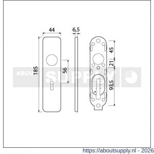 Ami 185/44 Klik kortschild aluminium sleutelgat SLG 56 zwart RAL 9005 structuur finish - S10900603 - afbeelding 2