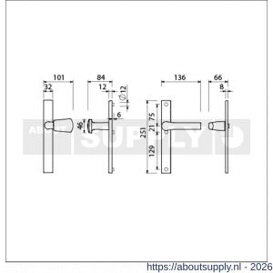 Ami VHB 251/32-166-379 veiligheids Rotaveer knop-kruk smalschildgarnituur SKG** VHB 251/32 blind Kn 166 rechts F1 en deurkruk 379 Rota 251/32 blind deurdikte 53-57 mm - S10900866 - afbeelding 2