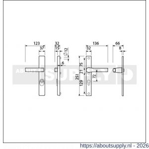Ami VHB 251/37-353 KT veiligheids Rotaveer kruk-kruk smalschildgarnituur SKG*** kerntrekbeveiliging VHB 251/37 kerntrek KT 72 en deurkruk 353 vastdraaibaar F1 en deurkruk 379 Rota 251/32 profielcilinder PC 72 deurdikte 53-57 mm - S10901617 - afbeelding 2