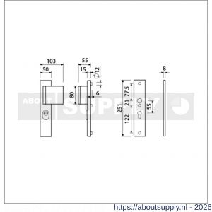 Ami VHB 251/15-90/80 KT veiligheidsvoordeur-duwerlangschildgarnituur SKG*** kerntrekbeveiliging VHB 251/50/15 kerntrek KT 55 deurduwer 90/80 rechts zonder deurkruk profielcilinder PC 55 F1 deurdikte 38-42 mm - S10901164 - afbeelding 2
