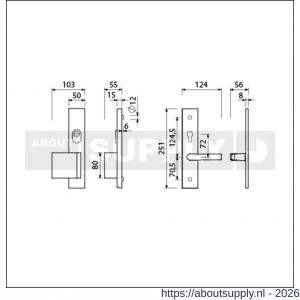 Ami VHB 251/15-90/80 KT senioren veiligheidsvoordeur-duwerlangschildgarnituur SKG*** kerntrekbeveiliging omkeer VHB 251/50/15 kerntrek KT 72 omkeer deurduwer 90/80 links en deurkruk 332 profielcilinder PC 72 omkeer F1 deurdikte - S10901184 - afbeelding 2