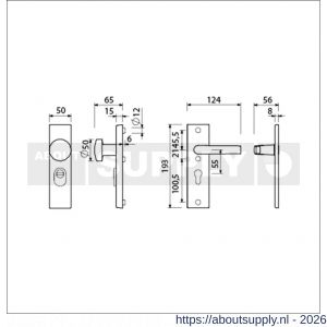 Ami VHB 193/15-169/50 KT veiligheidsvoordeur-knopkortschildgarnituur SKG*** kerntrekbeveiliging VHB 193/15 knop 169/50 buiten kerntrek KT 55 en binnen profielcilinder PC 55 deurkruk 332 F1 deurdikte 38-42 mm - S10901283 - afbeelding 2