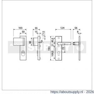 Ami VHB 193/15-90/60 KT veiligheidsvoordeur-duwerkortschild SKG*** kerntrekbeveiliging VHB 193/15 deurduwer 90/60 links kerntrek KT 72 binnen profielcilinder PC 72 en deurkruk 332 F1 deurdikte 38-42 mm - S10901281 - afbeelding 2
