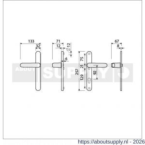 Ami VHB 257/32/2-378 veiligheids Rotaveer kruk-kruk smalschildgarnituur SKG** ovaal VHB deurkruk 378 Rota 257/32/2 blind F1 en deurkruk 378 Rota 257/32/2 profielcilinder PC 92 deurdikte 53-57 mm - S10901600 - afbeelding 2
