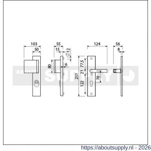 Ami VHB 251/15-90/80 KT veiligheidsvoordeur-duwerlangschildgarnituur SKG*** kerntrekbeveiliging VHB 251/50/15 KT 70 deurduwer 90/80 links en deurkruk 332 M6 profielcilinder PC 70 F1 deurdikte 38-42 mm - S10901178 - afbeelding 2