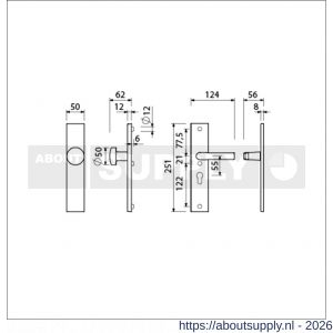 Ami VHB 251/50-169/50 veiligheidsvoordeur-knoplangschildgarnituur SKG*** VHB 251/50 knop 169/50 buiten blind binnen profielcilinder PC 55 en deurkruk 332 F1 deurdikte 38-42 mm - S10901078 - afbeelding 2