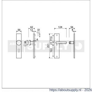 Ami VHB 251/50-169/50 veiligheidsvoordeur-knoplangschildgarnituur SKG*** VHB 251/50 knop 169/50 buiten profielcilinder PC 72 en binnen blind deurkruk 332 F1 deurdikte 38-42 mm - S10901080 - afbeelding 2