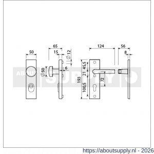 Ami VHB 193/15-169/50 KT veiligheidsvoordeur-knopkortschildgarnituur SKG*** kerntrekbeveiliging VHB 193/15 knop 169/50 buiten kerntrek KT 72 en binnen profielcilinder PC 72 deurkruk 332 F1 deurdikte 38-42 mm - S10901285 - afbeelding 2