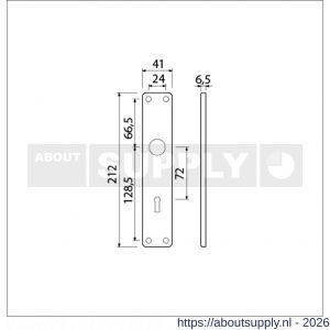 Ami 212/41 RH langschild aluminium rondhoek sleutelgat SLG 72 F1 - S10900630 - afbeelding 2
