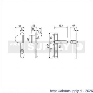 Ami VHB 257/37/2-90/83 KT veiligheids Rotaveer duwer-kruk smalschildgarnituur SKG*** kerntrekbeveiliging ovaal VHB 257/37/2 kerntrek KT 92 deurduwer 90/83 links F1 en deurkruk 378 Rota 257/32/2 profielcilinder PC 92 deurdikte - S10901802 - afbeelding 2