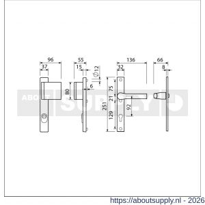 Ami VHB 251/37-90/80 KT veiligheids Rotaveer duwer-kruk smalschildgarnituur SKG*** kerntrekbeveiliging VHB 251/37 kerntrek KT 92 deurduwer 90/80 rechts F1 en deurkruk 379 Rota 251/32 profielcilinder PC 92 deurdikte 53-57 mm - S10901278 - afbeelding 2