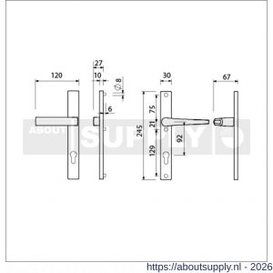 Ami 245/30-353 smalschild-kruk-kruk garnituur deurkruk 353/357 vastdraaibaar 245/30 profielcilinder PC 92 M5/R6,5 F1 deurdikte 53-57 mm - S10900135 - afbeelding 2