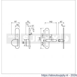 Ami VHB 250/50/1-90/83-378 senioren veiligheids Rotaveer duwer-kruk langschildgarnituur SKG** ovaal omkeer VHB 250/50/1 profielcilinder PC 72 omkeer deurduwer 90/83 links F1 en deurkruk 378 Rota profielcilinder PC 72 omkeer - S10900806 - afbeelding 2