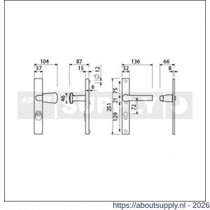 Ami VHB 251/37-166 KT veiligheids Rotaveer knop-kruk smalschildgarnituur SKG*** kerntrekbeveiliging VHB 251/37 kerntrek KT 72 knop 166 rechts F1 en deurkruk 379 Rota 251/32 profielcilinder PC 72 deurdikte 53-57 mm - S10901612 - afbeelding 2