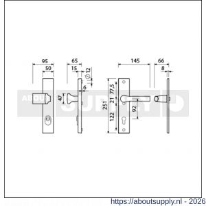 Ami VHB 251/15-144-379 KT veiligheids Rotaveer knop-kruk langschildgarnituur SKG*** kerntrekbeveiliging VHB 251/50/15 knop 144 kerntrek KT 92 en Rota kruk 379 profielcilinder PC 92 F1 deurdikte 38-42 mm - S10901322 - afbeelding 2