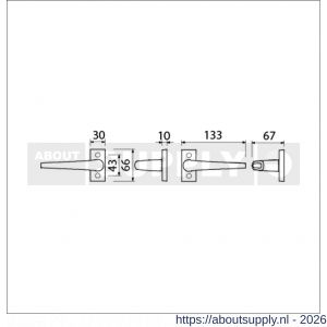 Ami 65/30-357 smalrozet kruk combinatie deurkruk 357 vastdraaibaar rozet 65/30 R6.5 hartafstand 43 mm F1 deurdikte 53-57 mm - S10900098 - afbeelding 2