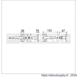 Ami 65/30-357 smalrozet kruk combinatie deurkruk 357 vastdraaibaar rozet 65/30 R6.5 hartafstand 50 mm F1 deurdikte 53-57 mm - S10900099 - afbeelding 2