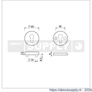 Ami VHB rond rozet veiligheidsrozet SKG*** Archi Design VHB rondrozet buiten en binnen profielcilinder PC Irox deurdikte 38-42 mm - S10901542 - afbeelding 2