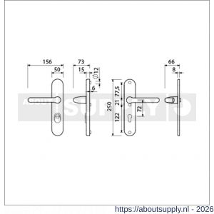 Ami VHB 250/15-386 KT veiligheids Rotaveer kruk-kruk langschildgarnituur SKG*** kerntrekbeveiliging ovaal VHB 386 Rota 250/50/15 kerntrek KT 72 en profielcilinder PC 72 F1 deurdikte 38-42 mm - S10901208 - afbeelding 2