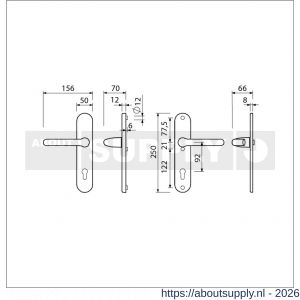 Ami VHB 250/50/1-386 veiligheids Rotaveer kruk-kruk langschildgarnituur SKG*** ovaal VHB 386 Rota 250/50/1 profielcilinder PC 92 F1 deurdikte 53-57 mm - S10901227 - afbeelding 2