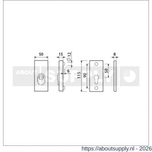 Ami VHB 115/50 veiligheidsrozet SKG*** VHB rozet 115/50 buiten blind en binnen profielcilinder PC F1 deurdikte 38-42 mm - S10901523 - afbeelding 2