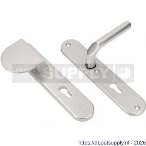 Ami VHB 250/50/1-90/83 veiligheidsvoordeur-duwerlangschildgarnituur SKG*** ovaal VHB 250/50/1 profielcilinder PC 72 deurduwer 90/83 links F1 profielcilinder PC 72 en deurkruk 369 M6 deurdikte 38-42 mm - S10900943 - afbeelding 1