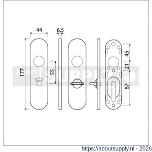 Ami 177/1 Klik kortschild aluminium toilet- en badkamersluiting WC 8/55 mm F1 - S10900534 - afbeelding 2