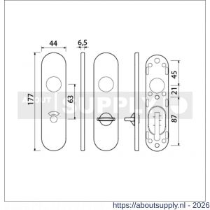 Ami 177/1 Klik kortschild aluminium toilet- en badkamersluiting WC 8/63 mm F1 - S10900535 - afbeelding 2