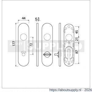 Ami 177/1 Klik kortschild aluminium toilet- en badkamersluiting WC 8/72 mm F1 - S10900536 - afbeelding 2