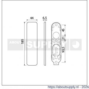 Ami 185/44 Klik kortschild aluminium geheel blind zwart RAL 9005 structuur finish - S10900607 - afbeelding 2