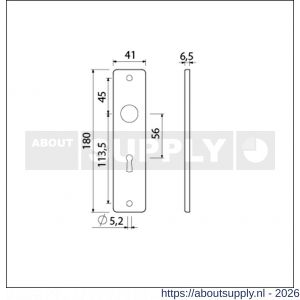 Ami 180/41 RH kortschild aluminium rondhoek sleutelgat SLG 56 zwart RAL 9005 structuur finish - S10900579 - afbeelding 2